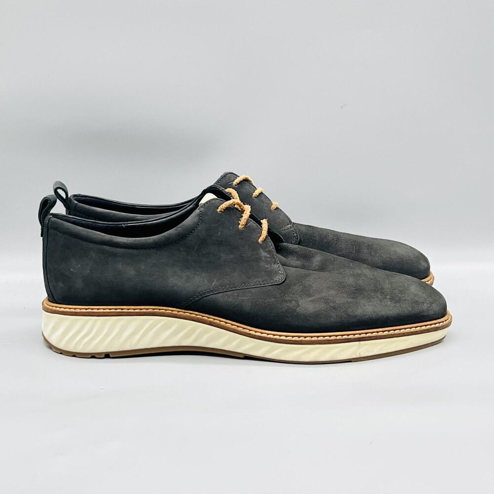 ECCO Shoes Mens 13 Black Nubuck ST.1 Plain Toe Casual Sneakers‎ Comfort Walking